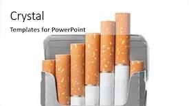  Presentation with cigarettes - Presentation theme enhanced with yemplates risk - opened pack of cigarettes closeup background and a white colored foreground