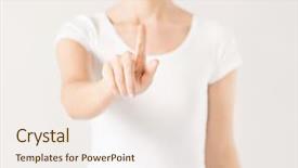  Presentation with finger - Presentation with yemplates risk - picture of young woman showing background and a sky blue colored foreground