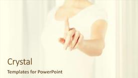  Presentation with young woman - Cool new presentation theme with yemplates risk - picture of young woman showing backdrop and a  colored foreground