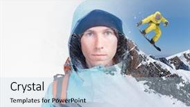  Presentation with effect - PPT theme with yemplates risk - young adult man snowboarder background and a light blue colored foreground