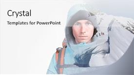  Presentation with risk - Presentation design enhanced with yemplates risk - young snowboarders in snowy winter background and a  colored foreground