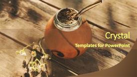 Presentation with artistic - Theme with yerba mate drink in calabash background and a tawny brown colored foreground