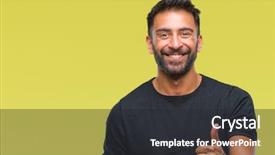  Presentation with success - Slides having yes - adult hispanic man over isolated background and a dark gray colored foreground