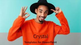  Presentation with afro - Amazing PPT layouts having yes - portrait of a smiling young backdrop and a red colored foreground