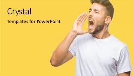  Presentation with handsome - Colorful PPT theme enhanced with yes - young handsome man over isolated backdrop and a yellow colored foreground