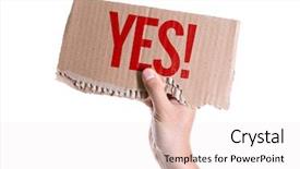  Presentation with yes - Amazing PPT theme having yes card isolated on white background backdrop and a sky blue colored foreground