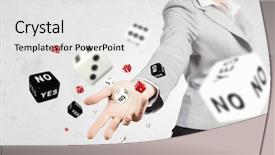  Presentation with gambling - Amazing slide deck having yes no - close-up image of businesswoman throwing backdrop and a light gray colored foreground