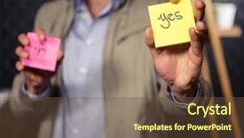  Presentation with sticky notes - PPT theme consisting of yes no - creative businessman holding sticky notes background and a  colored foreground