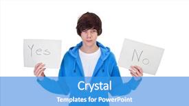  Presentation with indecision - PPT theme with yes no - indecision concept - teenager boy background and a teal colored foreground