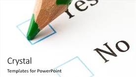  Presentation with questionnaire - PPT theme consisting of yes no - questionnaire check boxes and green background and a white colored foreground