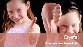  Presentation with yes - Cool new presentation theme with yes no - young girl showing thumbs up backdrop and a coral colored foreground