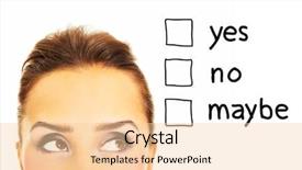  Presentation with yes - Colorful presentation design enhanced with yes no maybe - picture of a young happy backdrop and a lemonade colored foreground