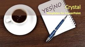  Presentation with chocholate and coffee - PPT theme consisting of yes no message and coffee background and a tawny brown colored foreground