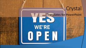  Presentation with yes - Slide deck enhanced with yes we're open sign background and a coral colored foreground