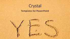  Presentation with yes - Presentation theme with yes - written in sand on sea beach texture background and a yellow colored foreground