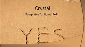  Presentation with yes - Cool new PPT layouts with yes - written in sand on sea beach texture backdrop and a yellow colored foreground