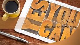  Presentation with slogan - Presentation design with yes you can - motivational slogan background and a gold colored foreground