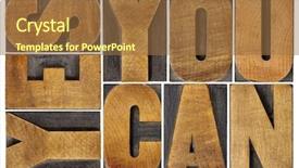  Presentation with slogan - PPT theme enhanced with yes you can - motivational slogan - isolated text in vintage letterpress wood type printing block rectangular layout background and a tawny brown colored foreground