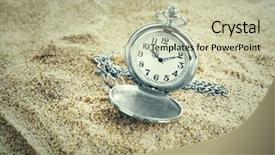  Presentation with sand clock - Beautiful theme featuring yesterday - silver pocket clock on sand backdrop and a soft green colored foreground