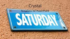  Presentation with blue aged wood sign - Cool new slides with yesterday today tomorrow - saturday blue sign backdrop and a coral colored foreground