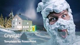  Presentation with shaving - Colorful slide set enhanced with yeti - surprised strange man with shaving backdrop and a seafoam green colored foreground