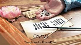  Presentation with ancient - Presentation theme consisting of china yuan - i ching ancient chinese oracle background and a coral colored foreground