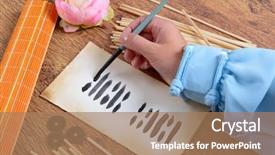  Presentation with ancient - Slide set having china yuan - i ching ancient chinese oracle background and a coral colored foreground