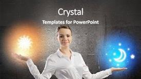  Presentation with yin yang - Amazing presentation design having yin yang - image of young woman holding backdrop and a dark gray colored foreground