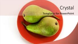  Presentation with green plate - PPT theme with yin yang - two green pears background and a coral colored foreground
