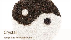  Presentation with jasmine - Audience pleasing PPT theme consisting of yin yang sign with dark backdrop and a sky blue colored foreground