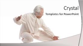  Presentation with tai chi - Beautiful slide deck featuring ying yang - chinese elderly woman performing tai backdrop and a white colored foreground