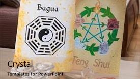  Presentation with feng shui - Theme with ying yang - conceptual image of feng shui background and a coral colored foreground