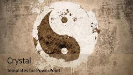  Presentation with grunge vintage music notes - Theme featuring ying yang - grungy yinyang symbol background and a coral colored foreground