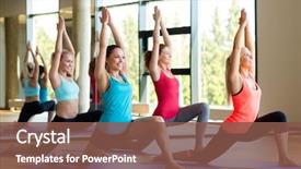  Presentation with group training - Beautiful presentation design featuring yoga - fitness sport training and lifestyle backdrop and a tawny brown colored foreground