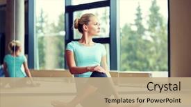  Presentation with woman sport - PPT theme consisting of yoga - fitness sport training and lifestyle background and a coral colored foreground