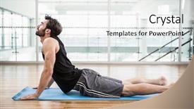  Presentation with yoga - Colorful presentation design enhanced with yoga - handsome man on cobra pose backdrop and a white colored foreground
