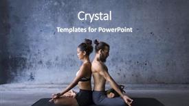  Presentation with couple - Presentation featuring yoga - young couple meditating together sitting background and a ocean colored foreground