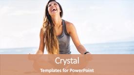  Presentation with meditation - Presentation theme consisting of yoga - young woman practicing morning meditation background and a coral colored foreground