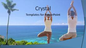  Presentation with palm tree - Theme with yoga and meditating over exotic background and a light blue colored foreground
