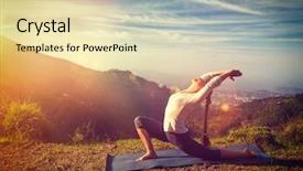  Presentation with sporty - Presentation theme with yoga anjaneyasana low crescent lung background and a lemonade colored foreground