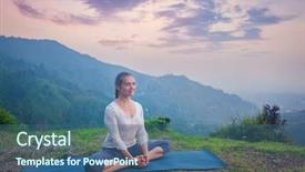  Presentation with himachal pradesh - Slide deck with yoga asana baddha konasana - bound background and a ocean colored foreground