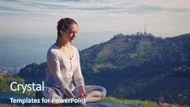  Presentation with himachal pradesh - Amazing PPT theme having yoga asana baddha konasana - bound backdrop and a ocean colored foreground