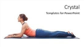  Presentation with arabic woman beautiful muslim face - Colorful theme enhanced with yoga asana salamba bhujangasana - sphinx backdrop and a white colored foreground