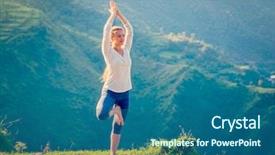  Presentation with himachal pradesh - Beautiful PPT theme featuring yoga asana vrikshasana tree pose backdrop and a ocean colored foreground