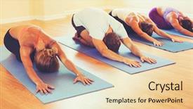  Presentation with group of people - Presentation theme featuring yoga class group of people background and a lemonade colored foreground