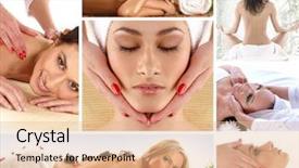  Presentation with treatment - Cool new theme with yoga collage - attractive lady getting spa treatment backdrop and a coral colored foreground