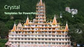  Presentation with complex - Beautiful theme featuring yoga-complex-in-rishikesh-uttaranchal backdrop and a tawny brown colored foreground