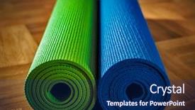  Presentation with yoga - Slide deck consisting of background - yoga mats on wooden background and a navy blue colored foreground
