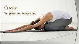  Presentation with health insurance concept - Slide set consisting of yoga exercise in the gym background and a  colored foreground