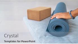  Presentation with exercise mat - Theme having yoga-exercise-mat-fit-woman background and a light blue colored foreground